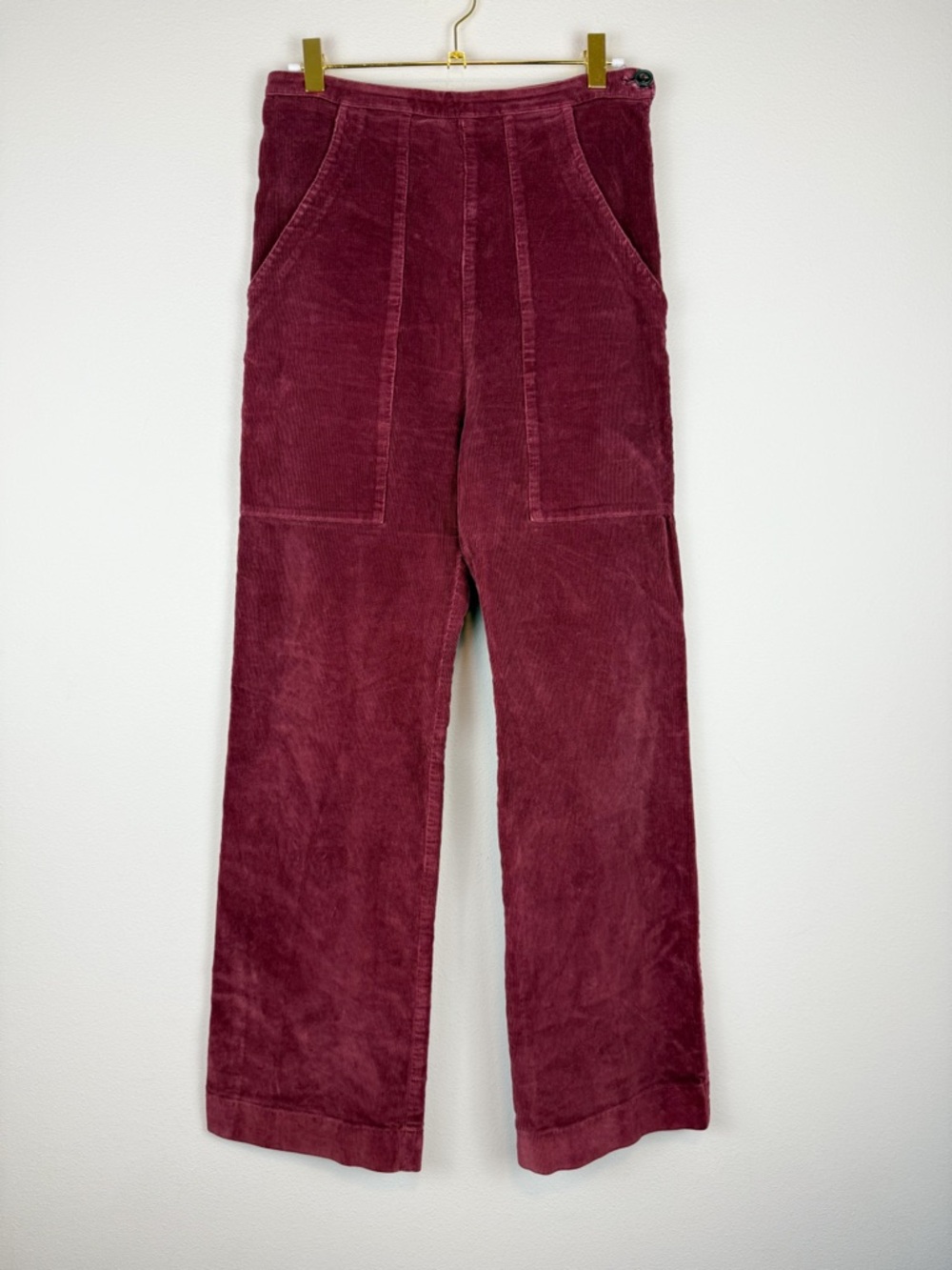 Prairie Underground Yr Arrow Pants Burgundy Wine Corduroy Wide Leg Size Small